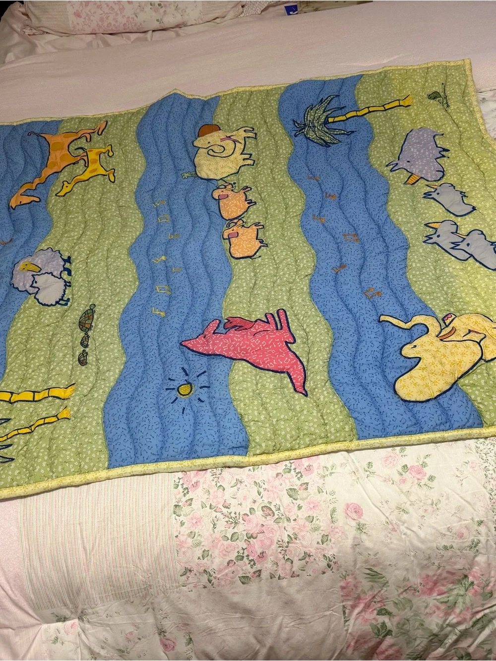 Vintage 1999 Car’s John Lennon real love/musical parade baby crib, quilt, rare